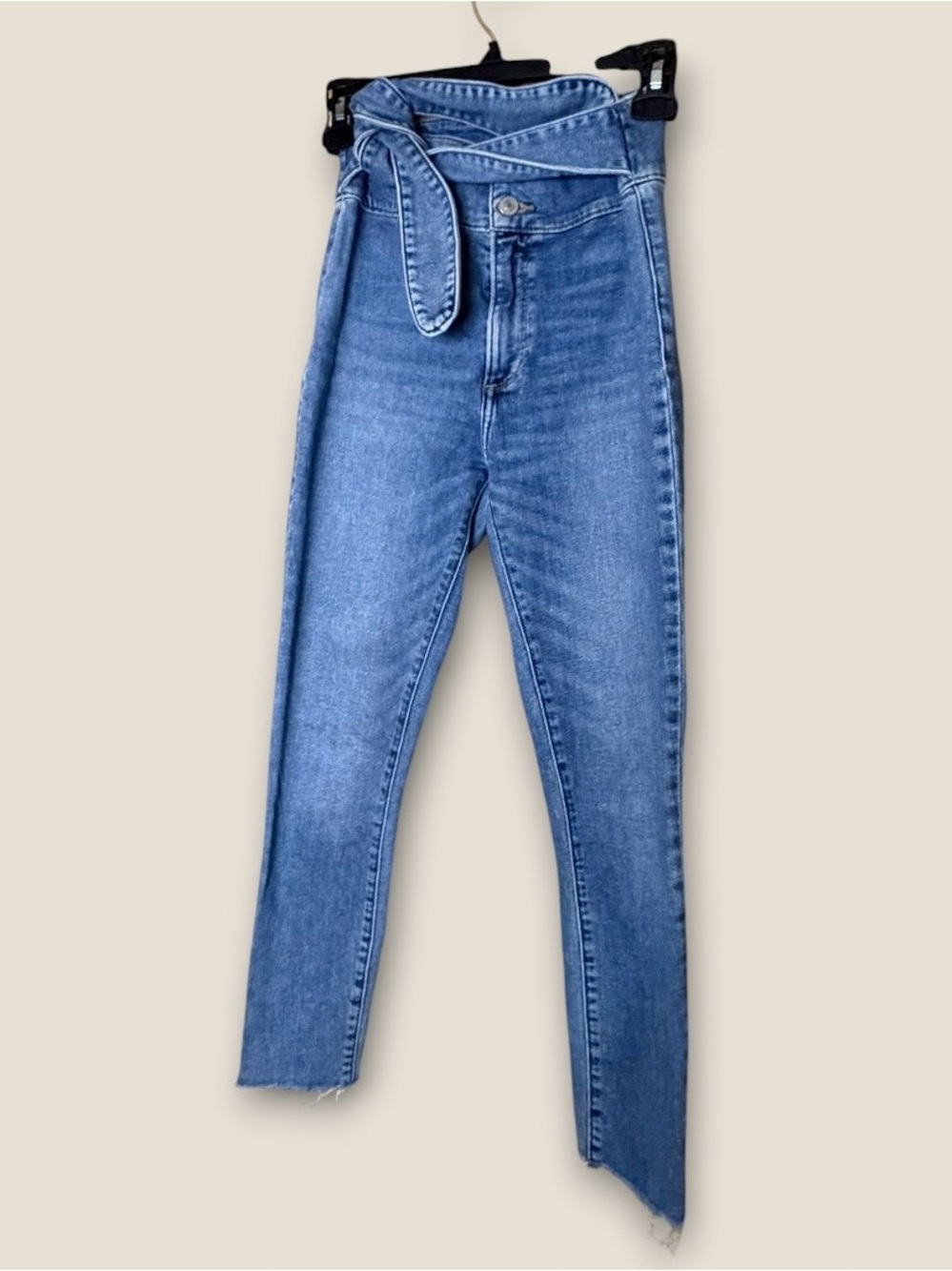 Abercrombie & Fitch High-Rise Blue Tie-Waist Jeans